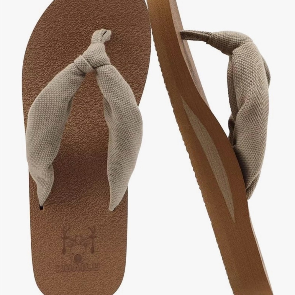 Knot-Detail Toe-Post Sandals — Taupe